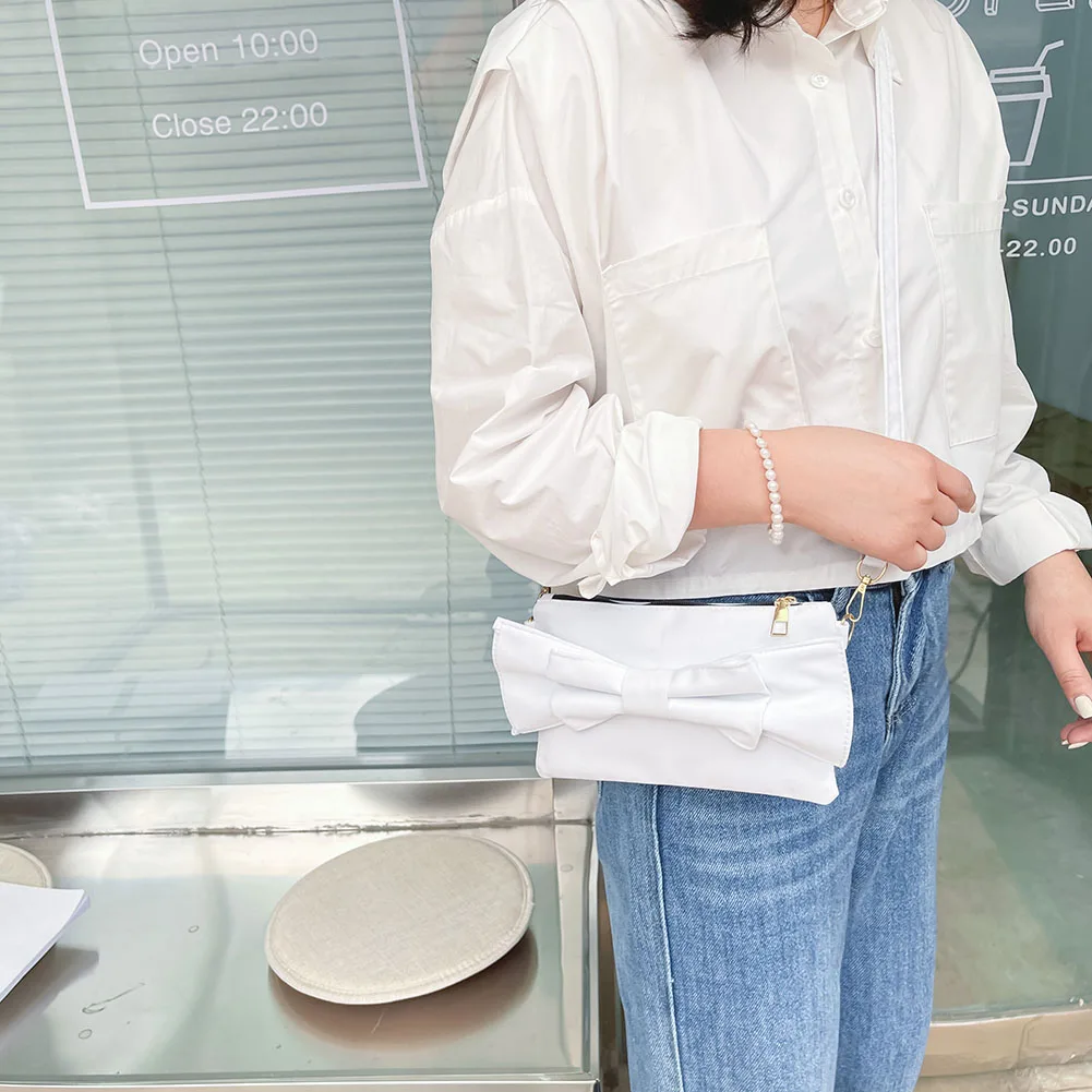 

Chic Women Bow Shoulder Messenger Bags Fashion Solid Color Cloth Small Bag Female All-match Casual Crossbody Pouch