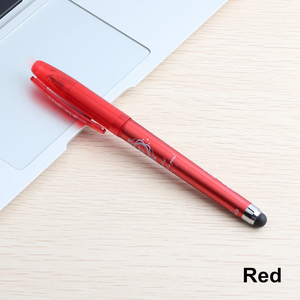 1pcs Capacitive Ballpoint pen with Erasable and Touch Screen Stylus for student or office - Color: red