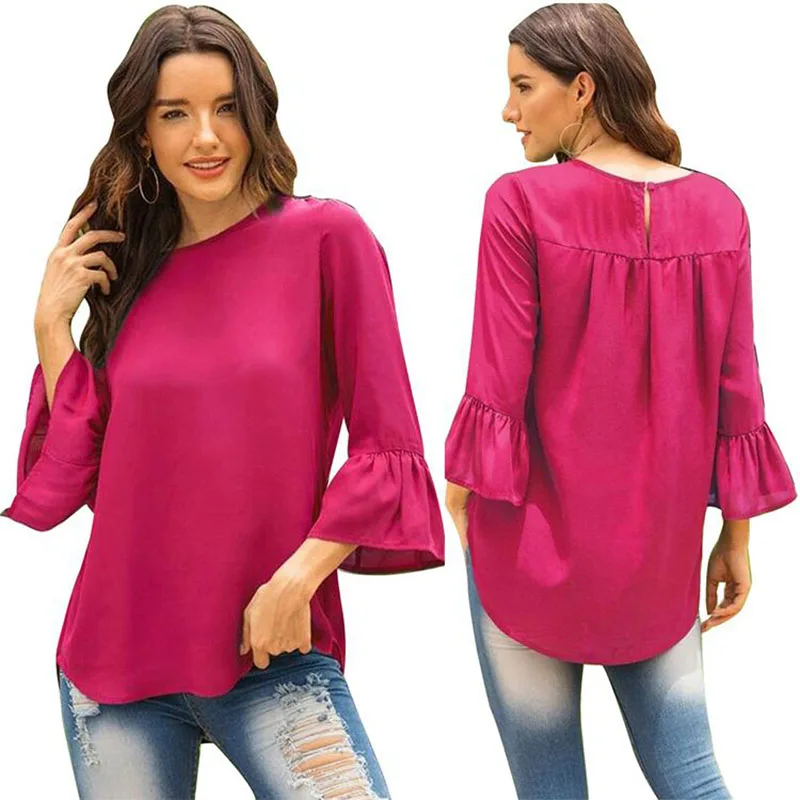 Новинка 2020 модная повседневная Однотонная футболка с круглым вырезом и