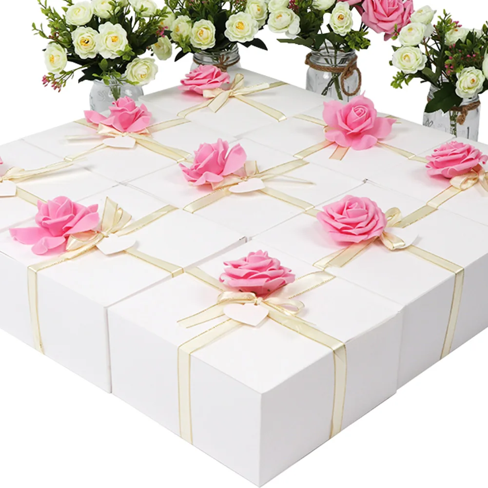 OurWarm 10 шт. рождественские подарочные коробки из крафт бумаги с крышками 8x8x4 дюйма