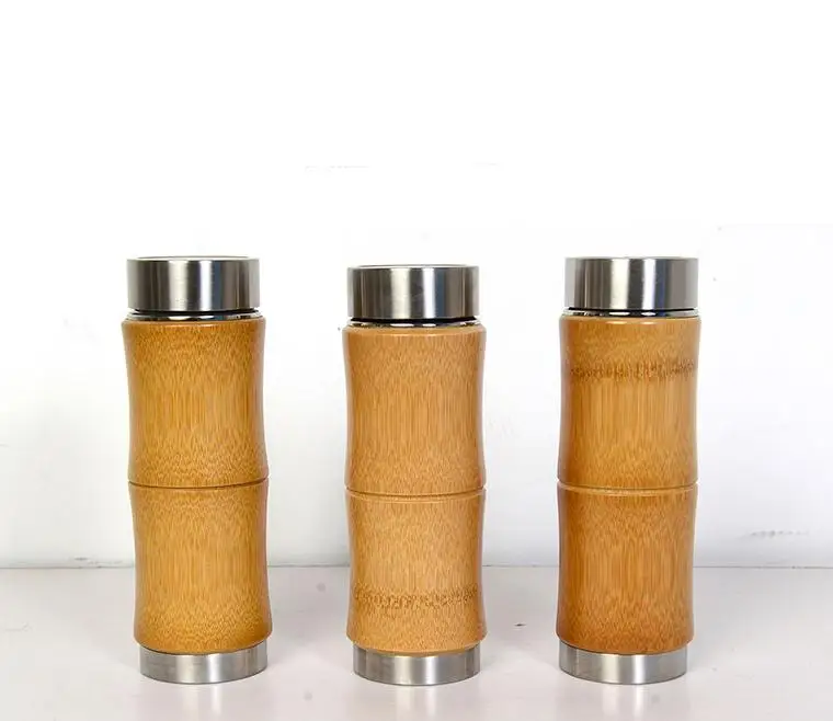 

30pcs 400ml Bamboo Stainless Steel Thermos Bottles For Water Vacuum Flasks Travel Coffee Cups Tea Thermal Thermocup SN3448