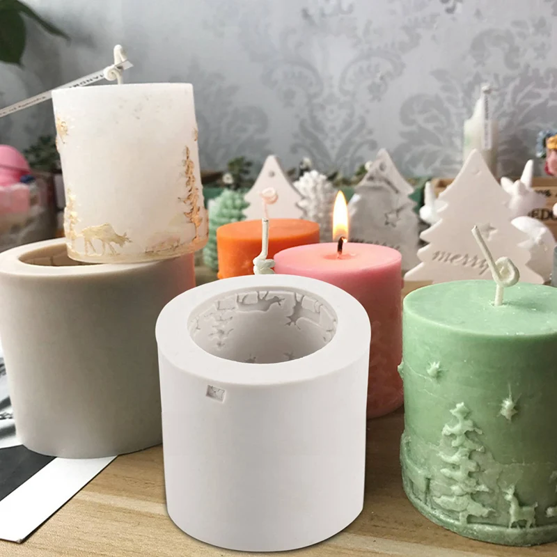 

1 Pcs 3D Christmas Tree Deer Candle Molds & 1 Pcs Christmas Candle Mold Silicone Mold