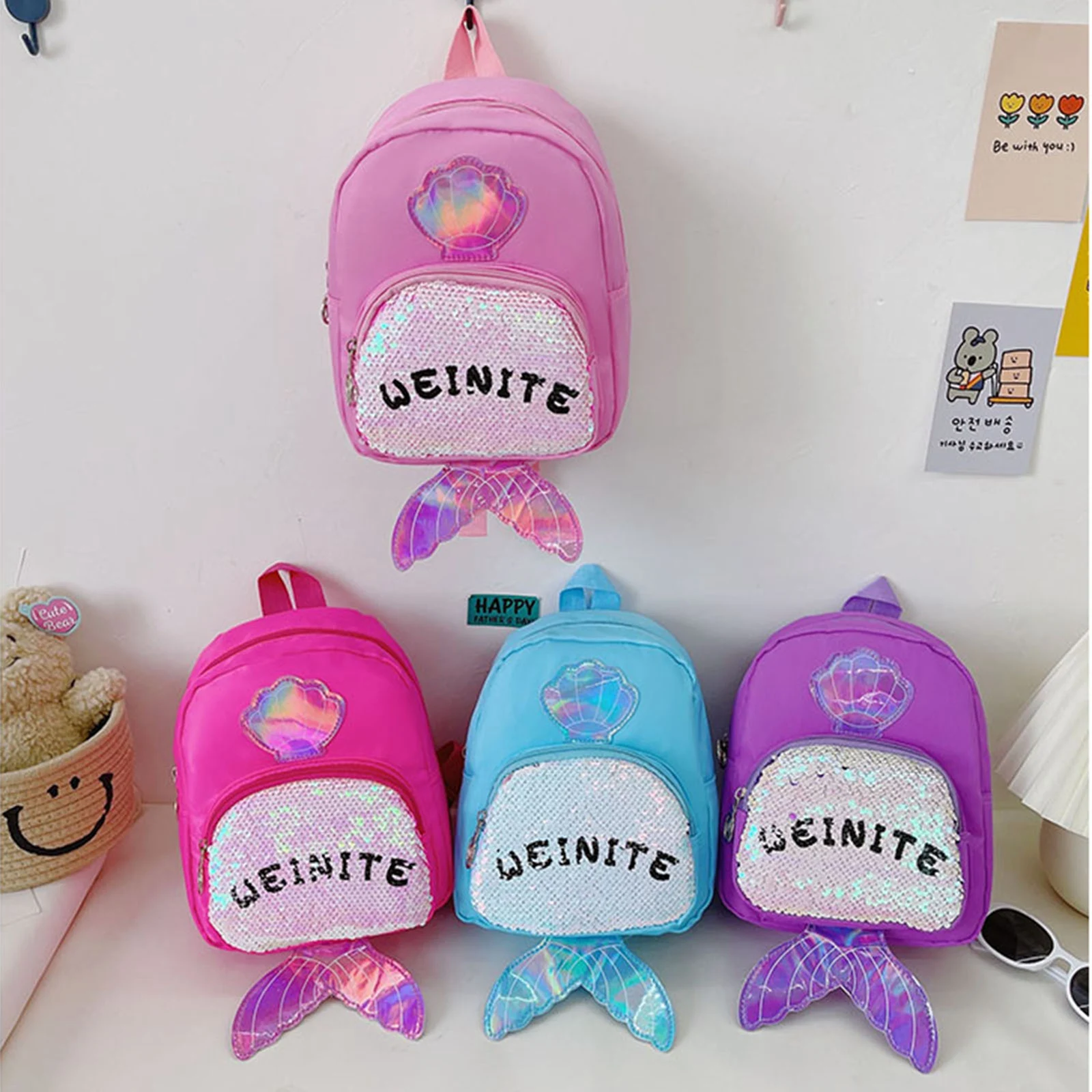 Детский рюкзак на молнии с мультипликационным рисунком для маленьких девочек