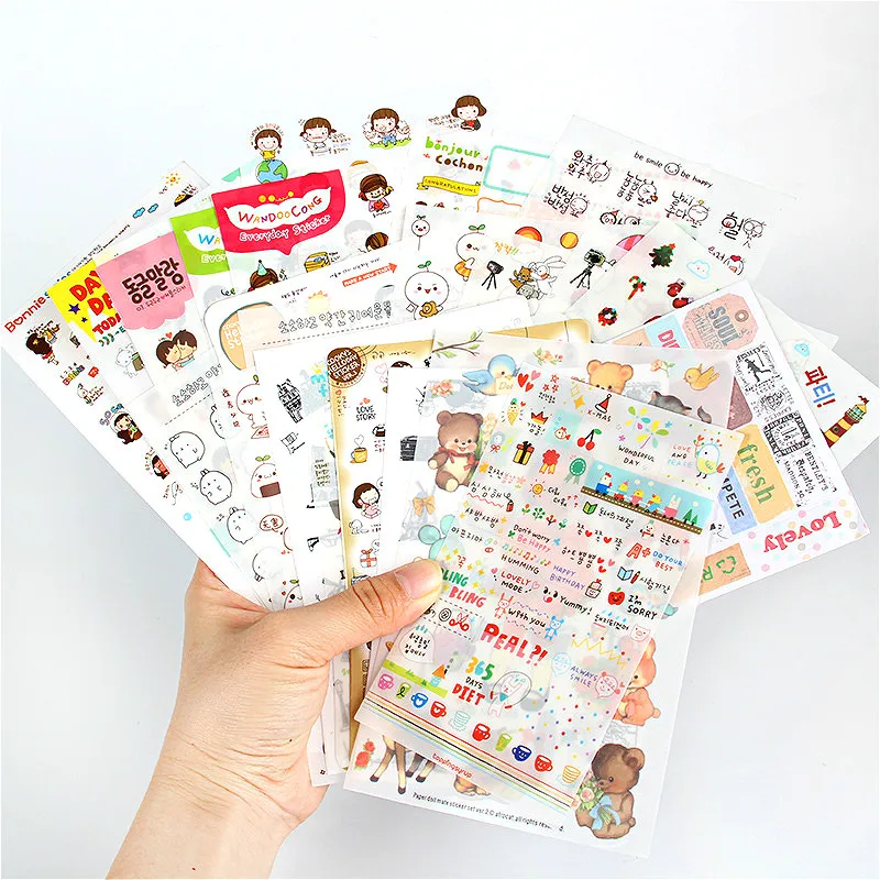 

6pcs Cute Cartoon Stickers Kawaii Memo Pad Stickers Paper Adhesive Sticker For Kids DIY Scrapbooking Albums Stationery Supplies