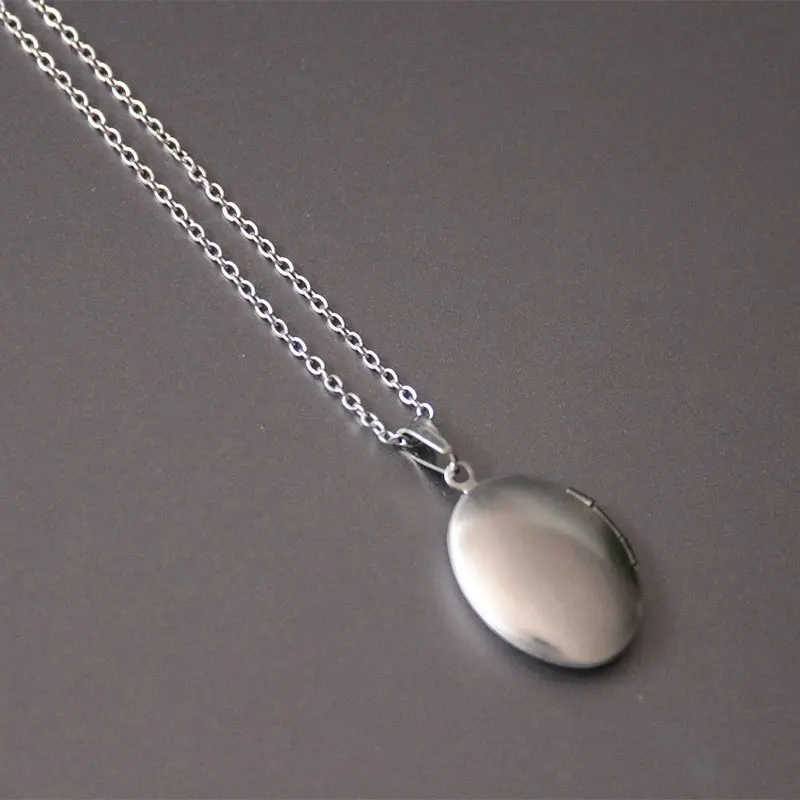 smooth oval 1 шт. резной дизайн круглый кулон-фоторамка ожерелье из нержавеющей стали медальон с подвесками Ожерелье s для женщин и мужчин модные памятные ювелирные изделия - Окраска металла: smooth oval