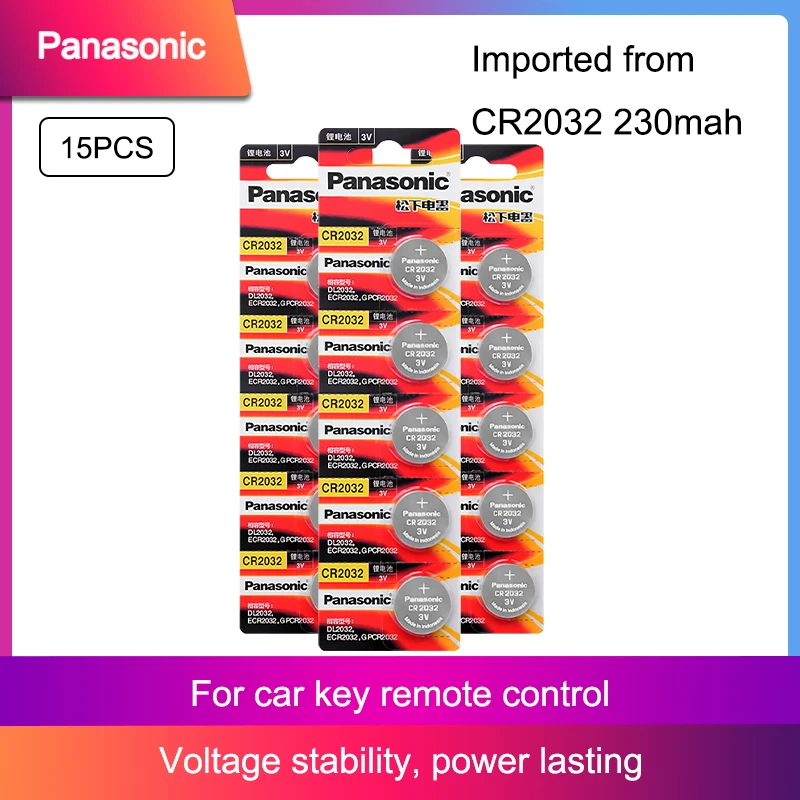 Новинка батарея PANASONIC cr2032 3 в Кнопочная батарейка батарейки для часов компьютера
