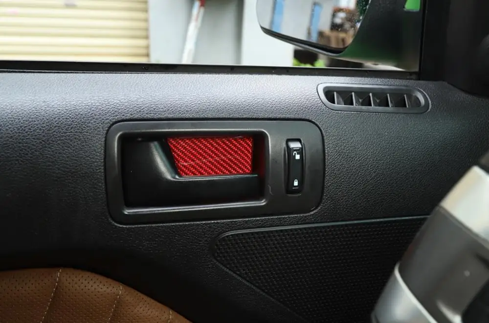 

for Ford Mustang 2009 2010 2011 2012 2013 Door Inner Handle Bowl Decoration Cover Trim Sticker Carbon Fiber Car Accessories