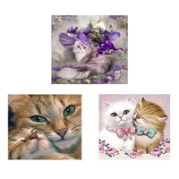 diy 5d cat diamond painting full round drill lovely cat flowers diamond embroidery animal cross stitch wall art home decor gift