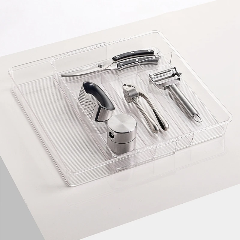 

AU -Extensional PET Plastic Storage Box Kitchen Drawer Dishware Storage Box Organizer Tray 36.5X40X3.5cm