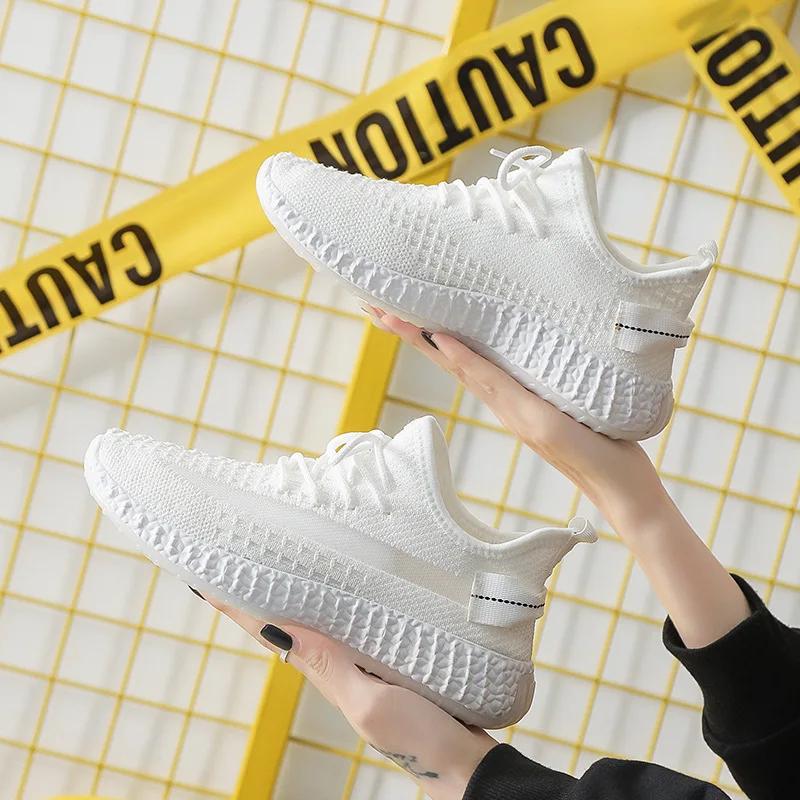 

2021 Summer New Fashion Women's Shoes Casual White Breathable Running Sneakers Student Fly Woven Mesh Comfortable Shoes