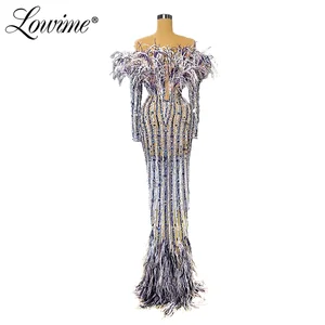 Вечернее платье с открытыми плечами Abendkleider Duabi, длинное платье для выпускного Расшитое бисером из Саудовской Аравии 2020, вечерние платья-кафтан