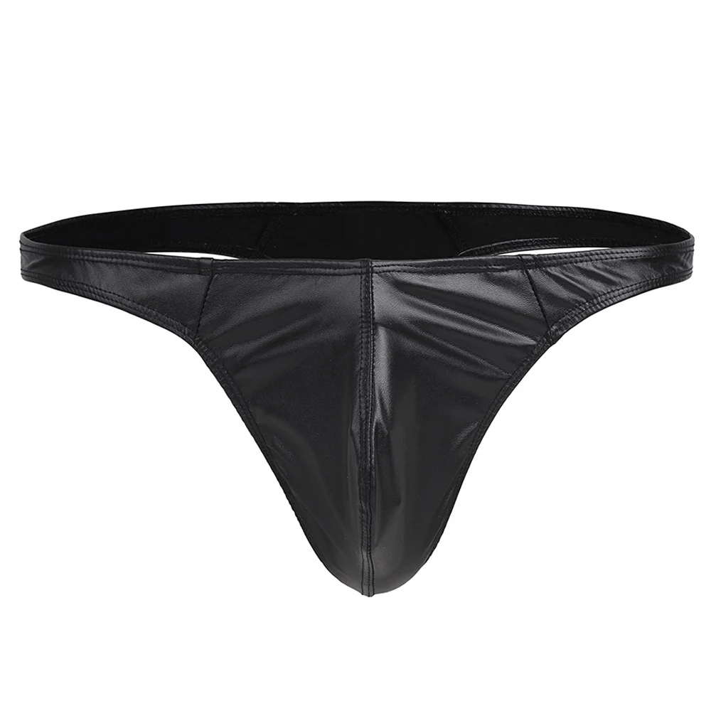 Мужские трусы бикини Искусственная кожа сексуальное нижнее бельё для девочек