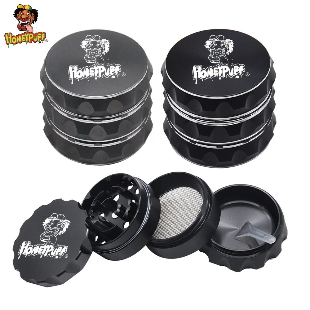 HONEYPUFF Aircraft Aluminum Tobacco Herb Grinder 50MM 3 Layers Metal Smoke Crusher Grinder Miller Smoking Accessories 4 layer tobacco grinder herb mill crusher 63mm aluminum alloy herb grinder tobacco smoke grinders men smoking accessories