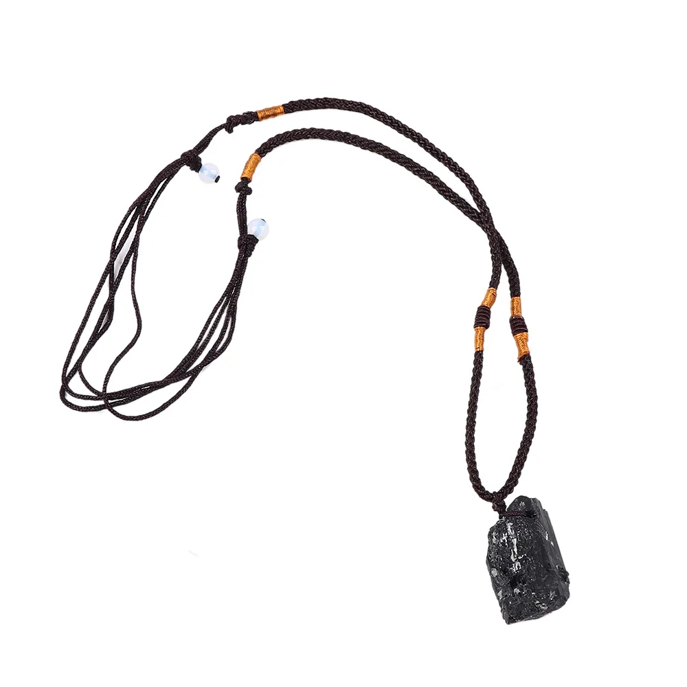 Оригинальное креативное ожерелье с черным турмалином из натурального кристалла