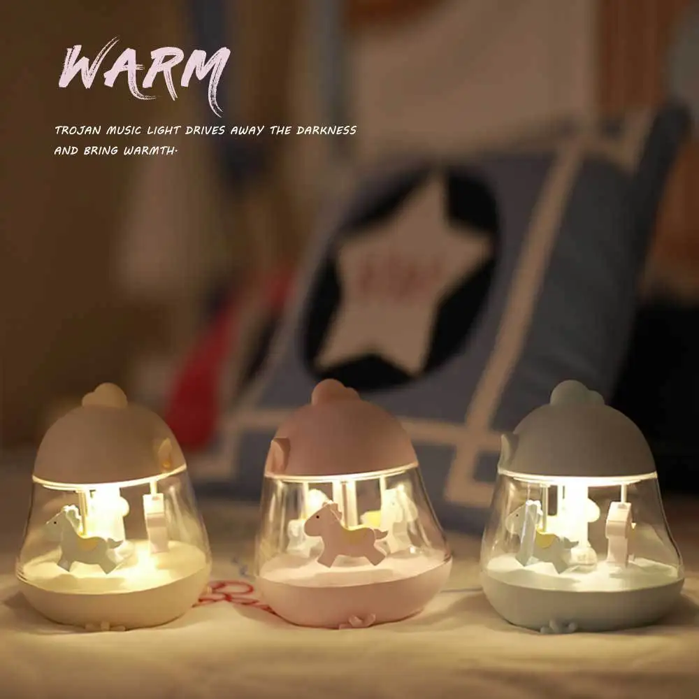 

Colorful Trojan horse music light new cartoon children touch night light usb charging bedroom led bedside lamp