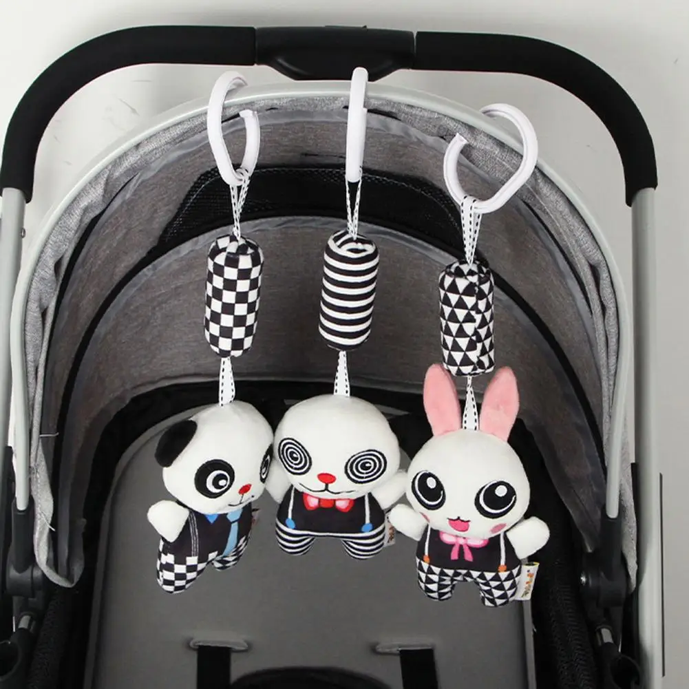 

Baby Rattles Stroller Hanging Soft Plush Toy Mobile Bed Black White Cute Animal Baby Crib Hanging Bell Toys For Baby 0-12 Month