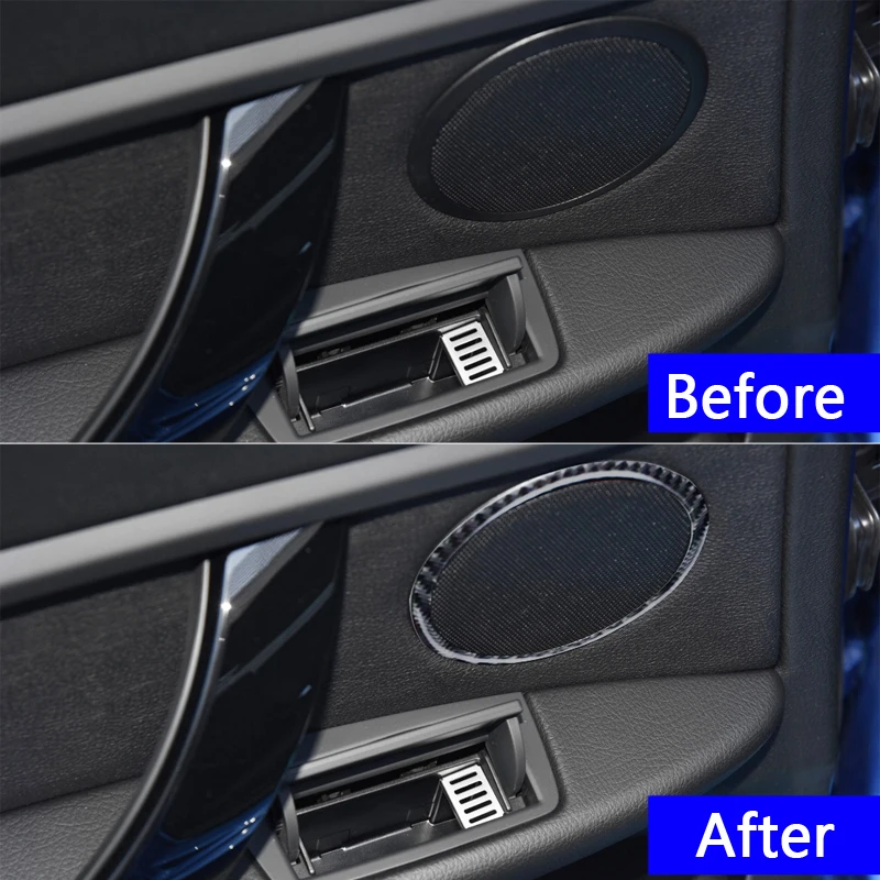 

Carbon Fiber Car Styling Door Stereo Speaker Decoration Cover Stickers Trim For BMW F30 F34 3 Series 3GT 2013-2019
