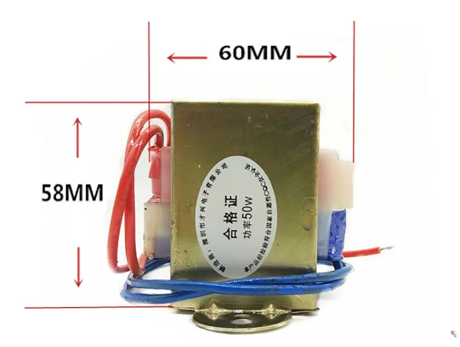

1pcs EI Type Power Transformer 50W/VA Input AC 220V/50Hz -Output AC Single 48V 1A All Coppe