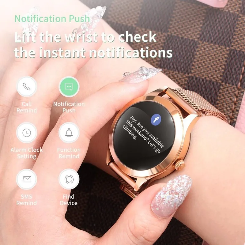 

KW10 Smart Watch Women with Heart Rate Monitoring IP68 Waterproof Multi-sports Modes Fitness Bracelet Smartwatch for Lady