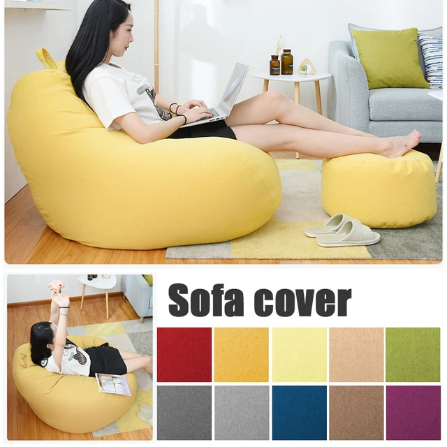 Sofas Cover puff Gigante Chairs Without Filler Linen Cloth Lounger Seat  Bean Bag Pouf Puff Couch Tatami Pouf Salon Puff Asiento - AliExpress