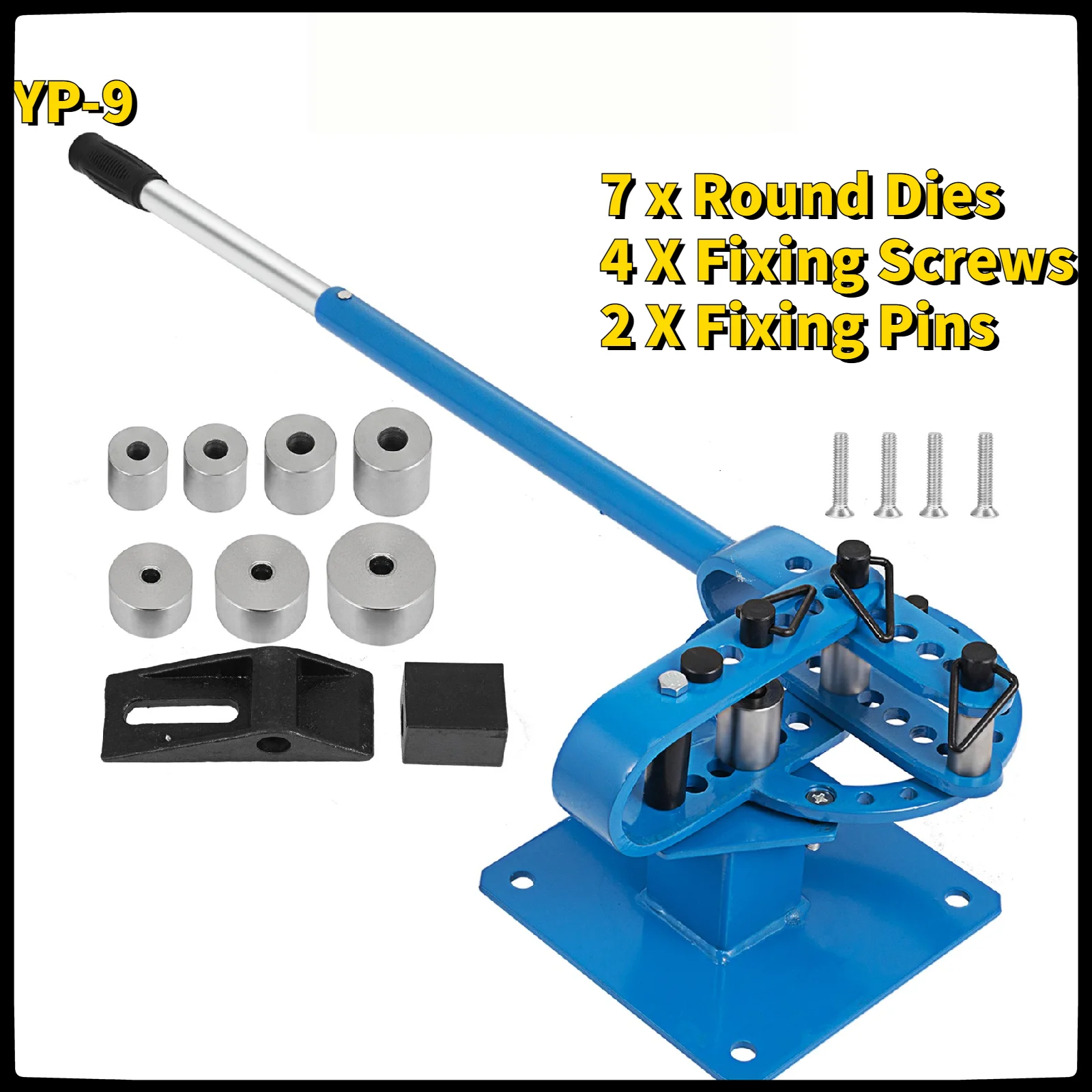 

Pipe Bender YP-9 Manual Bench Steel Tube Bending Kit with 7Dies 1-3in Multifonction Compact Flat Bar Rod Brake Bends Tool New!