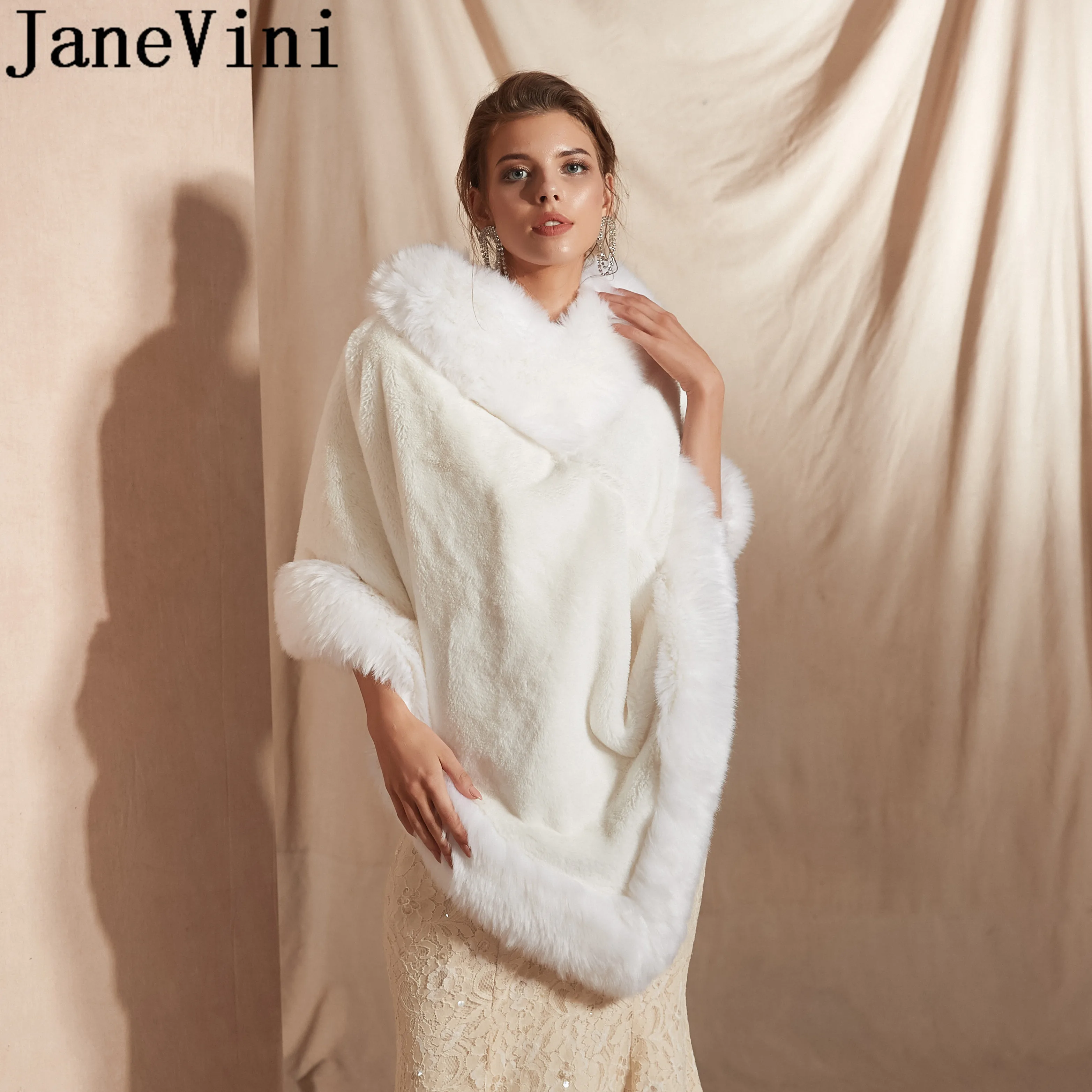 JaneVini размера плюс свадебное болеро накидка из искусственного меха вечернее