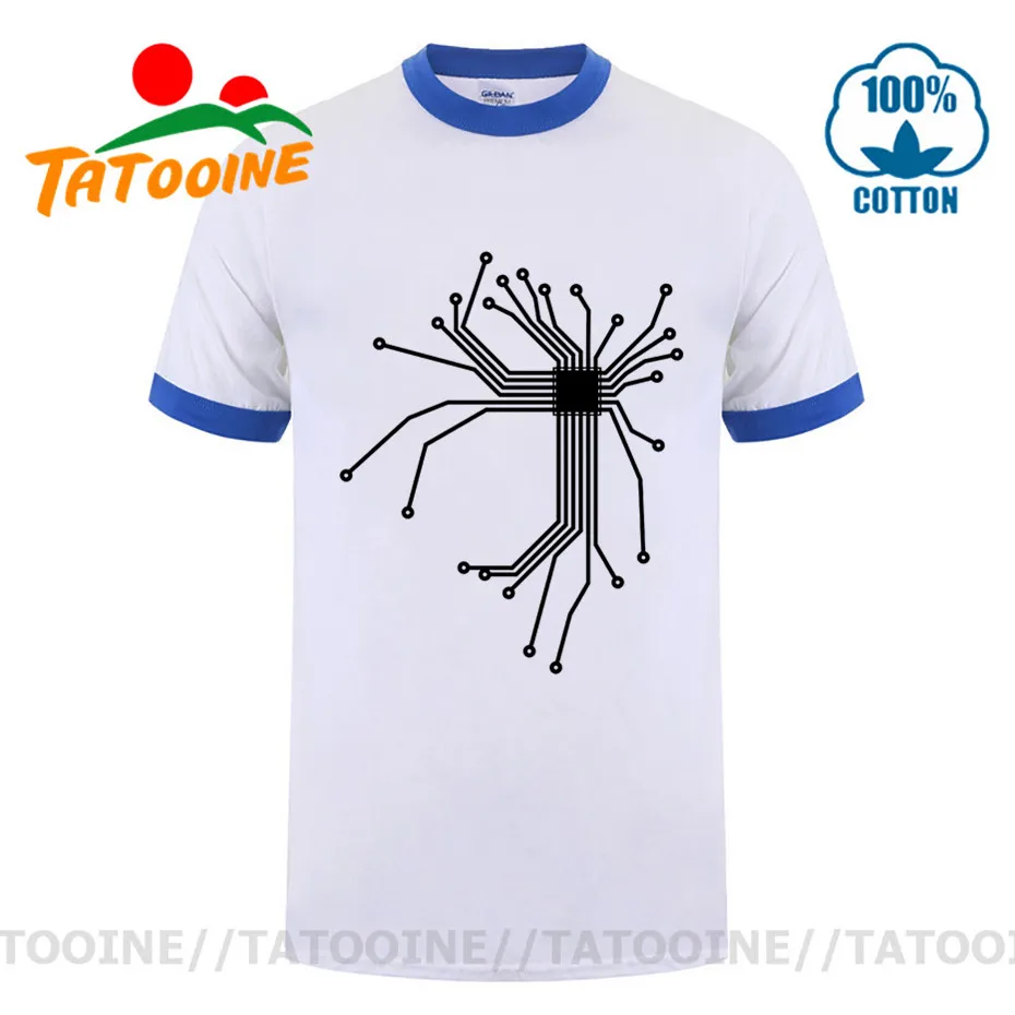 Печатная плата Tatooine Technics CPU Рубашка Синий Дизайн Компьютер Любовник подарок