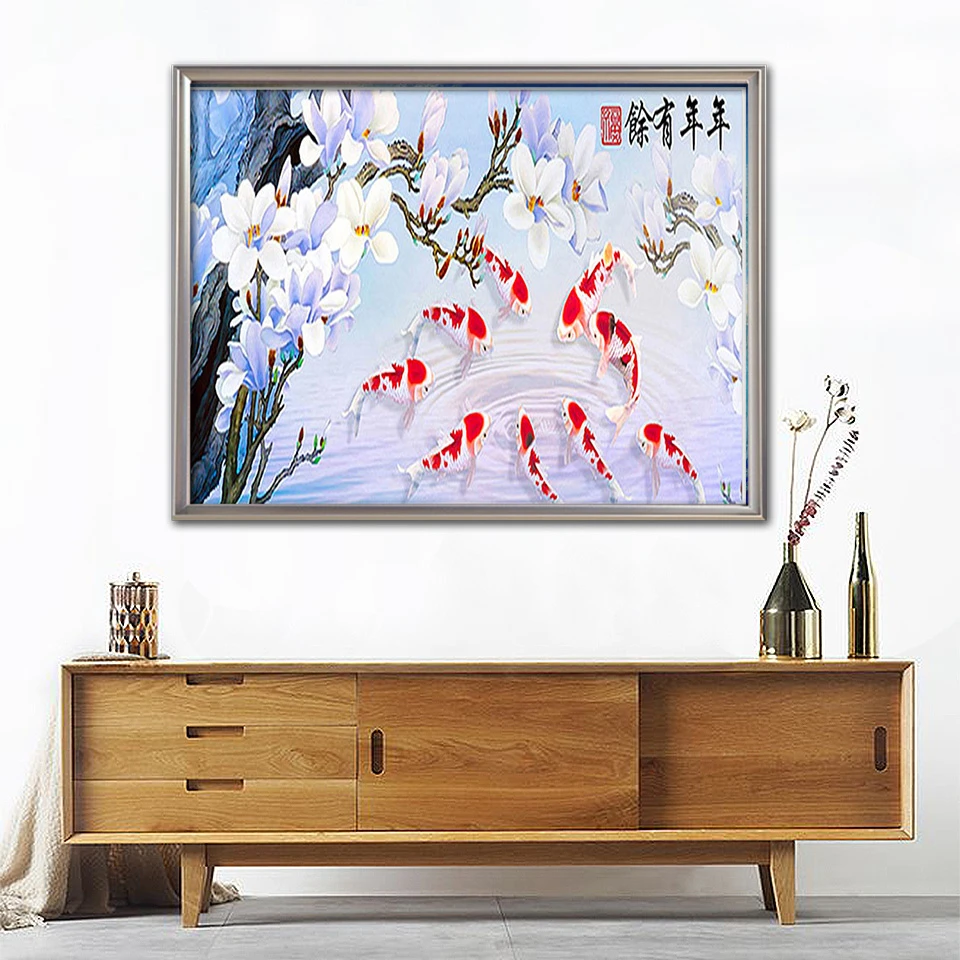 Evershine 5D DIY Diamond Painting Cross Stitch Fish Rhinestone Mosaic Embroidery Animals Valentines Day Gift | Дом и сад