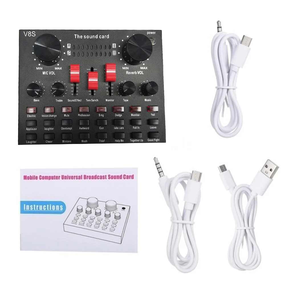 

Live Streaming Sound Adapter Phone Laptop Microphone Multi-Function High Sound Quality Intelligent Compatibility Sound Adapter