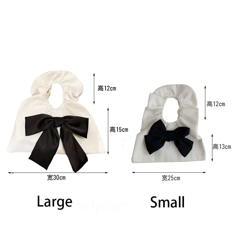 

Mini Cute Wrist Tote Bag for Women 2021 New Canvas Hand Bag Bow Small Female Handbags Fashion Kawaii Solid Cotton Cloth Purses