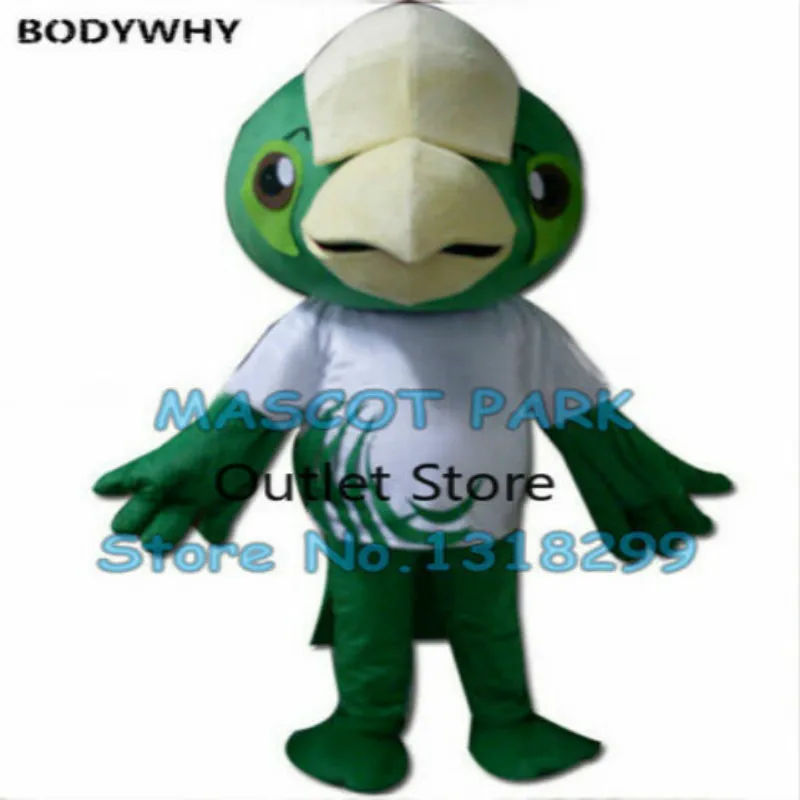 Зеленый костюм талисмана с изображением попугая птицы Вечерние костюмы для игр