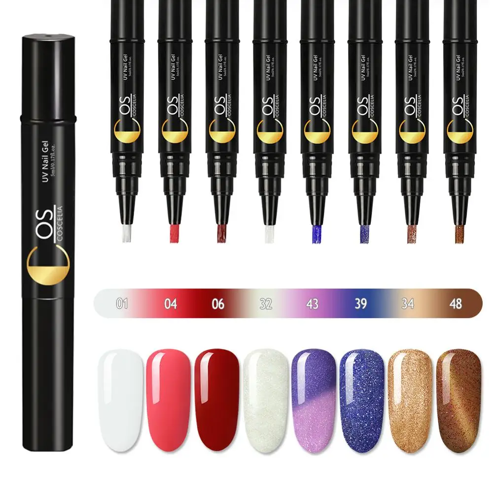 8PC SET 03 COSCELIA, 3 в 1, один шаг, ногтей, доттер для гель-лака, блеск, один шаг, Гель-лак для ногтей, легко использовать УФ-гель, не нужно базовое верхнее покрытие - Цвет: 8PC SET 03