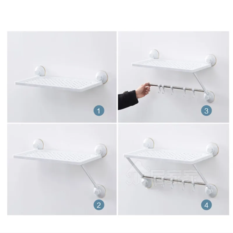 

Wall-sucking Towel Rack Toilet No-hole Suction Tray Toilet Bathroom Wall Hanging Rack Wash Storage Shelf Stainless Steel Kitchen