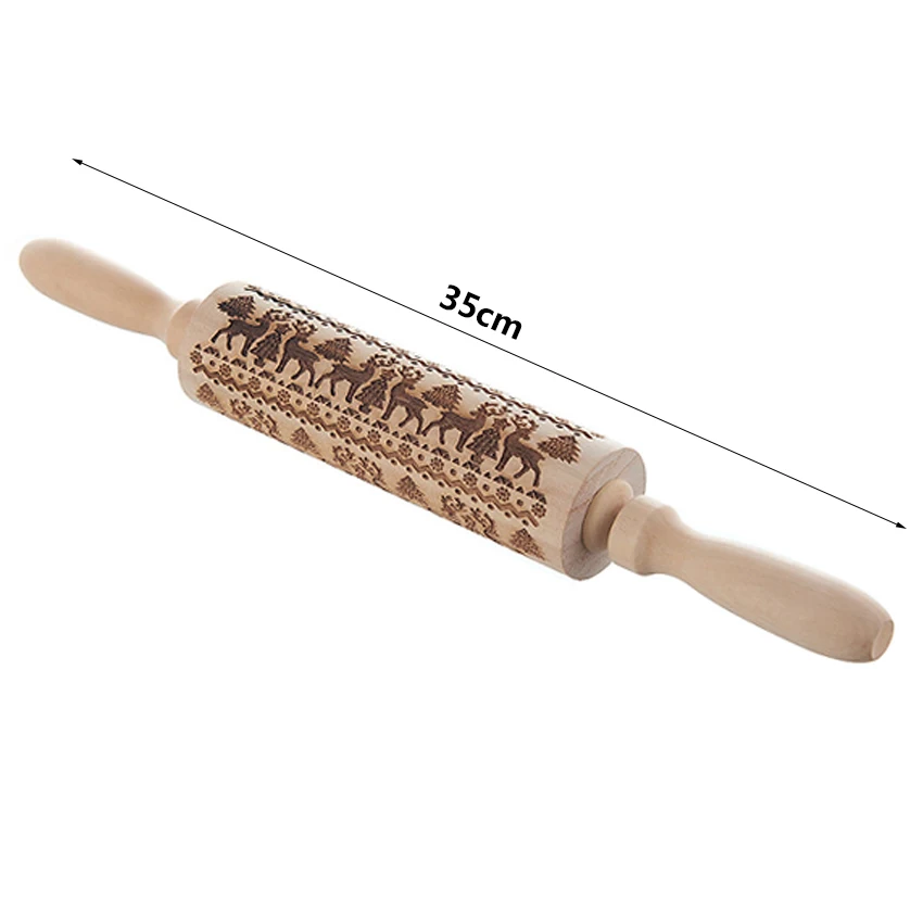 Скалка в рождественском стиле деревянный ролик для теста печенья с гравировкой