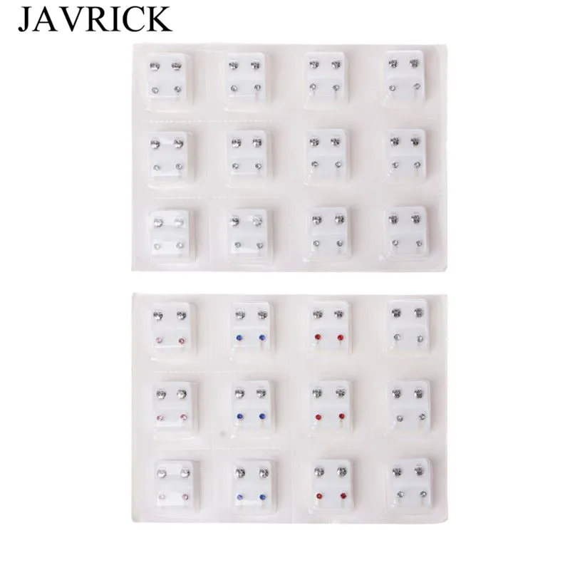 12 пар ушной пистолет Пирсинг Серьги Медь 3 мм CZ Шпильки для пирсинга ювелирные