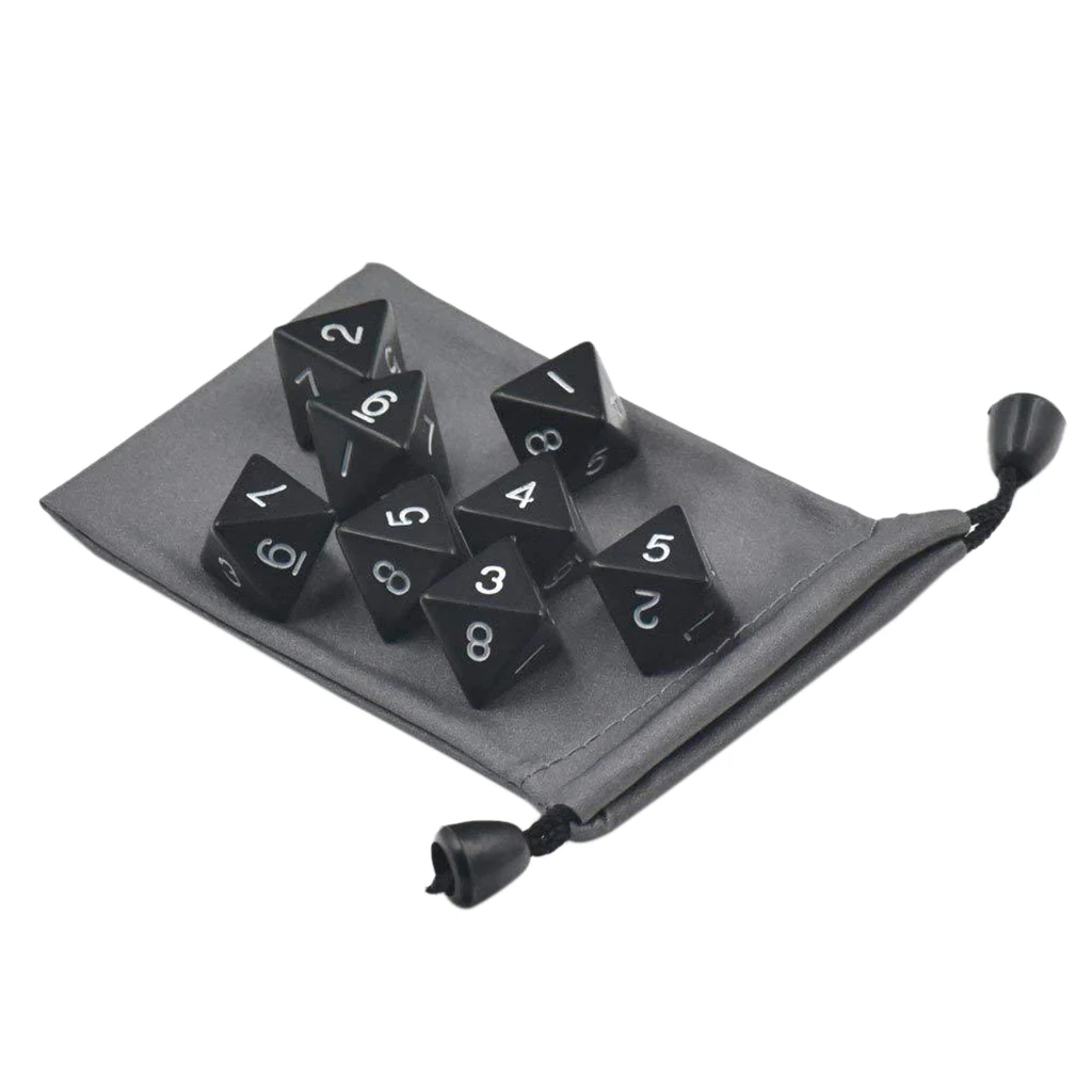 

8Pcs/Set Multi-faceted Number Black Acrylic Dices Party Family DIY Board Games Engraving Educational Toys Accessaries