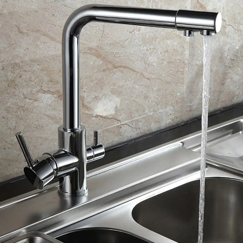 

Filter Kitchen faucet deck installed black mixer tap crane rotate 360 degrees to the kitchen faucet water features