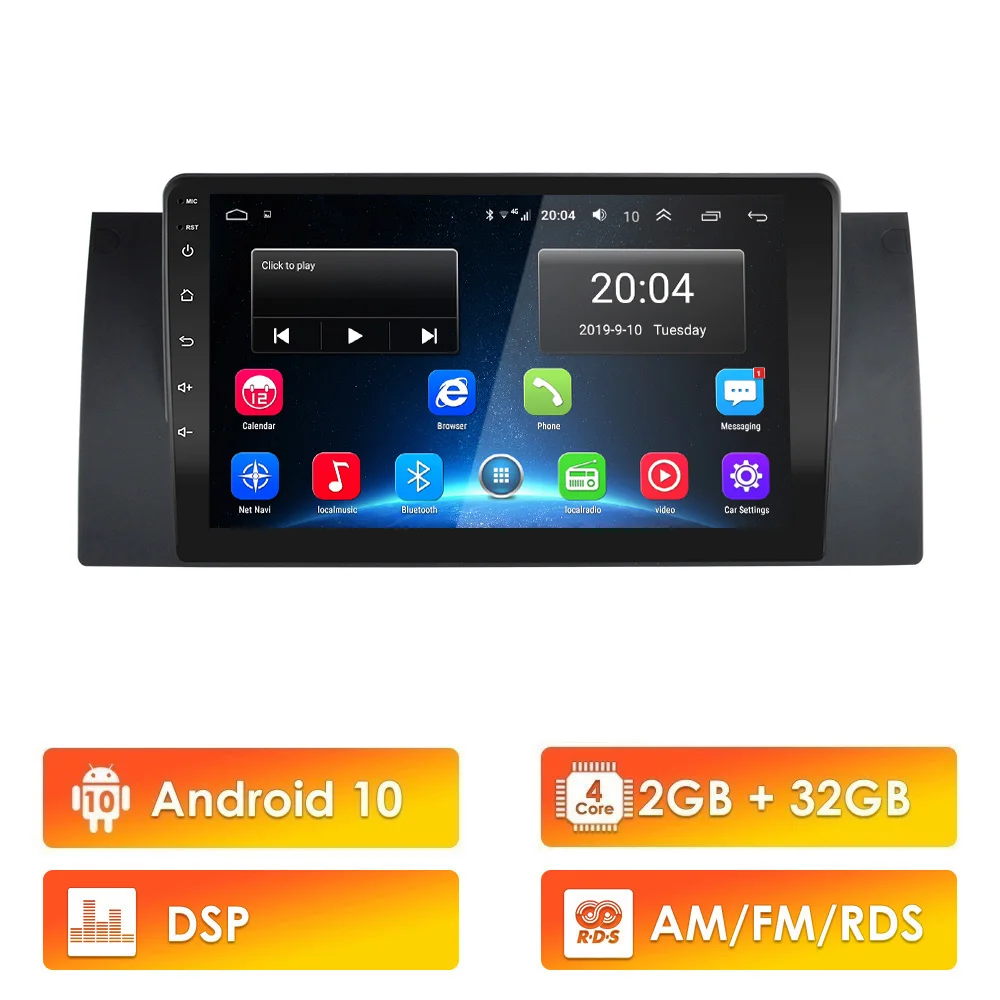 

Eastereggs 2 Din Android 10 AM FM RDS DSP Car Radio For BMW E39 E53 X5 M5 1999-2003 WIFI GPS Navigation FM BT Stereo Head Unit