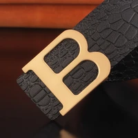 b letter belt mens sliding buckle personality high quality belt mens cowhide crocodile pattern belt luxury leather