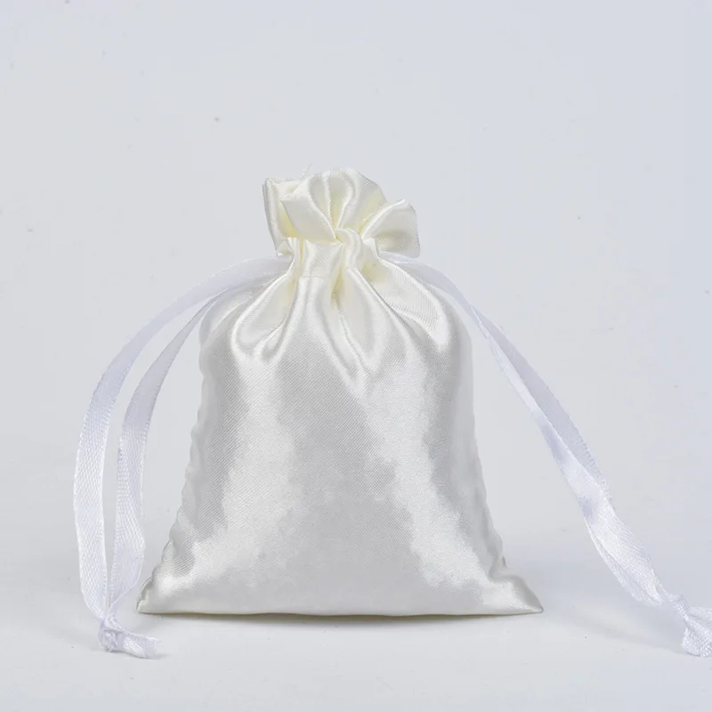 50 Silk Stain Drawstring Bag with Ribbon for Jewelry Hair Travel Watch Shoes Diamond Bead Ring Makeup Gift Packaging Pouch