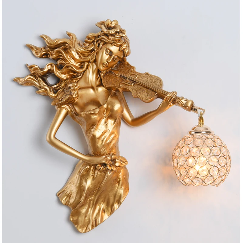 

Роскошные золотые светодиодный настенные лампы в скандинавском стиле для спальни, хрустальный декоративный светильник, настенный светиль...