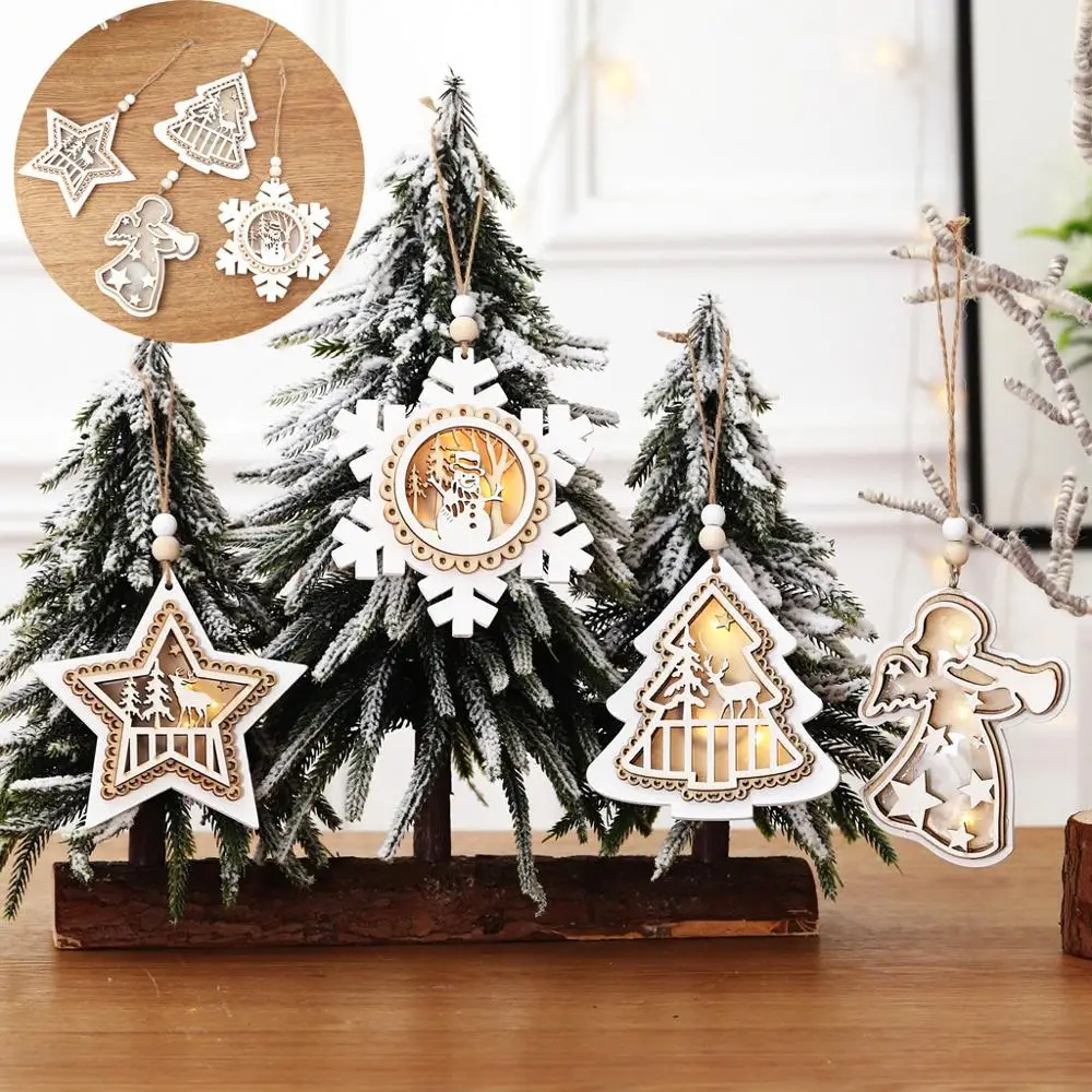 1 шт. светящаяся Деревянная Рождественская звезда дерево подвески украшения