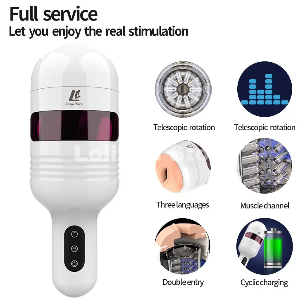 High-speed Ttelescopic Rrotation to Stimulate the Gglans 360°Wrap Clip-sucking Airplane Cup Powerful Electric Male Masturbator