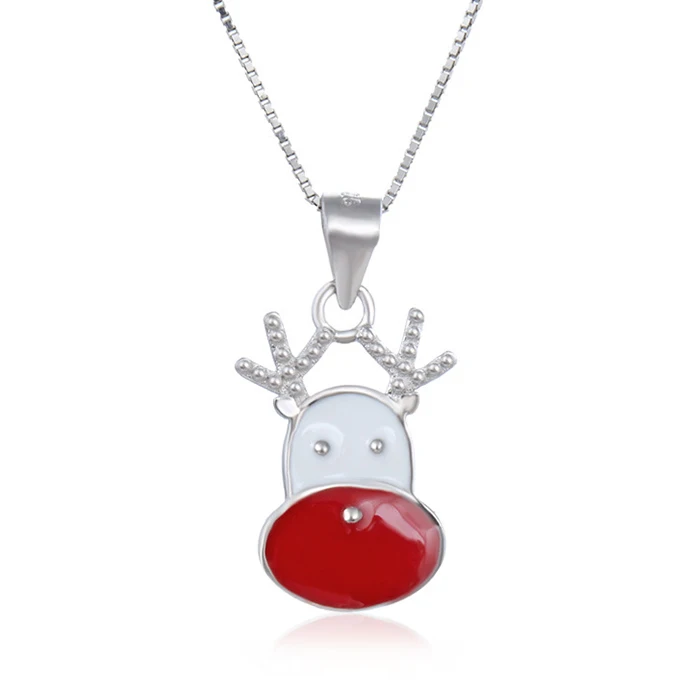 

Christmas Gift Elk Necklace Pendant 925 Sterling Silver Fashion Clavicle Chain Pendant