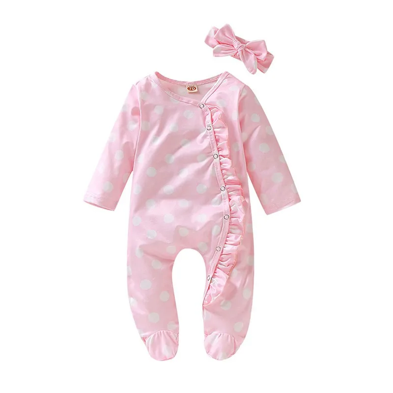 

Newborn Baby Girls Kid Floral Print Bodysuit Long Sleeve Comfortable Jumpsuit + Headband 2PCS Clothes Sets