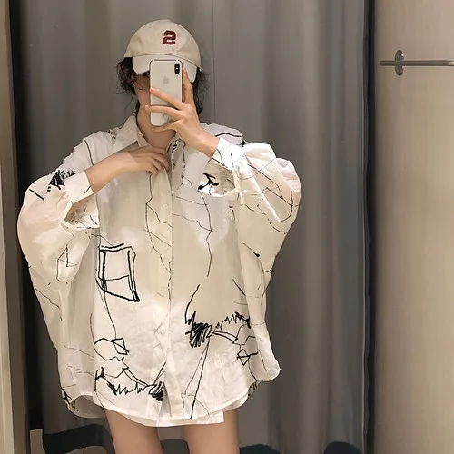 Простой белый Повседневный Свободный корейский стиль негабаритный базовый