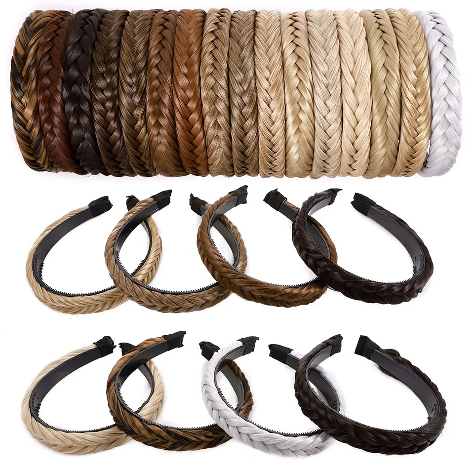 S-noilite Synthetic Braids Hair Women Head Band Girls Non-slip Twist Hairband Headwear Adjustable Stretch Hair Accessories