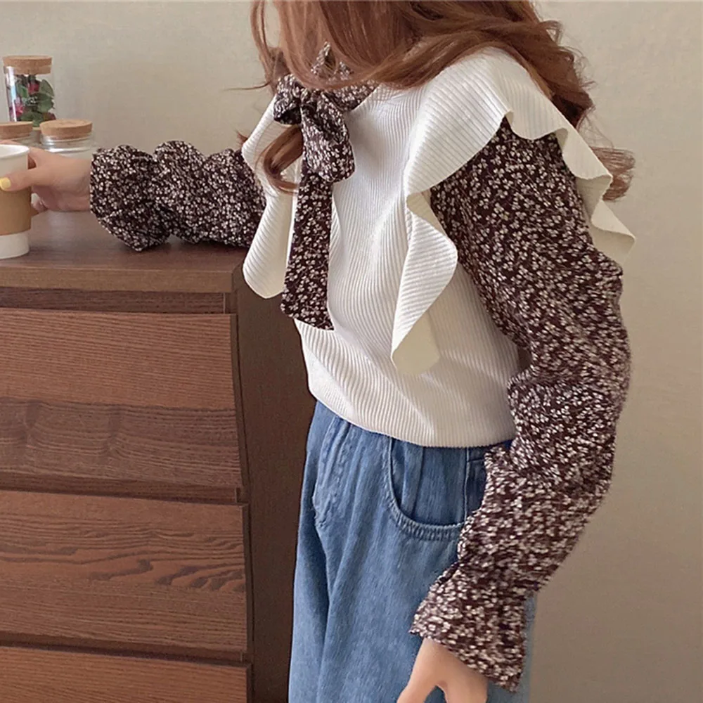 

Blouse Women Shirt Bowknot Neck Flared Long Sleeve Elegant Ladies Casual Blouses Autumn Winter Elegant Blouse Streetwear