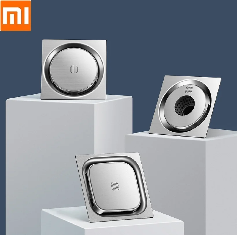 

Xiaomi Square Round Washing Machine Deodorant Floor Drain Bathroom kitchen 304 Stainless Steel Large Flow Drainer