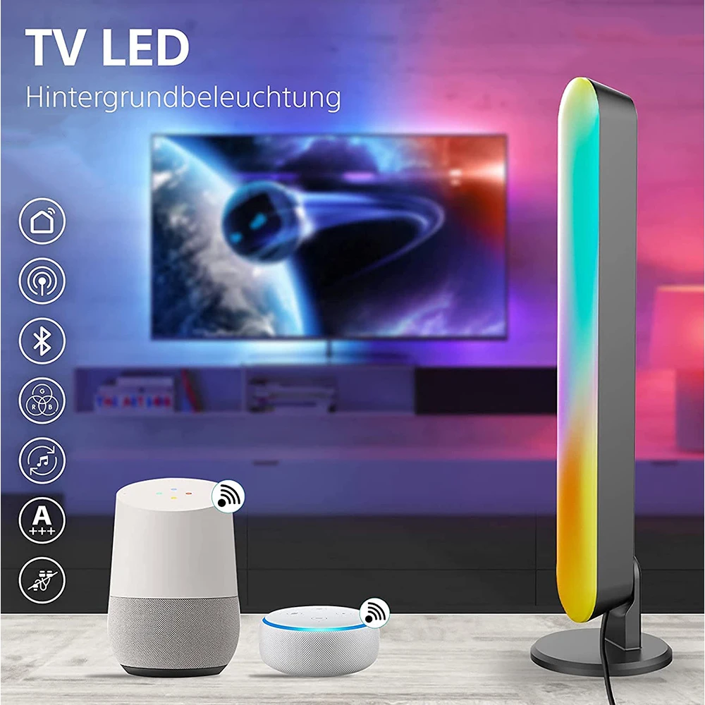 

Music Backlights Sound Control Smart Night Light Bars Works RGB Bluetooth LED Floor Lamps Light for Gaming TV Decoration Lamp